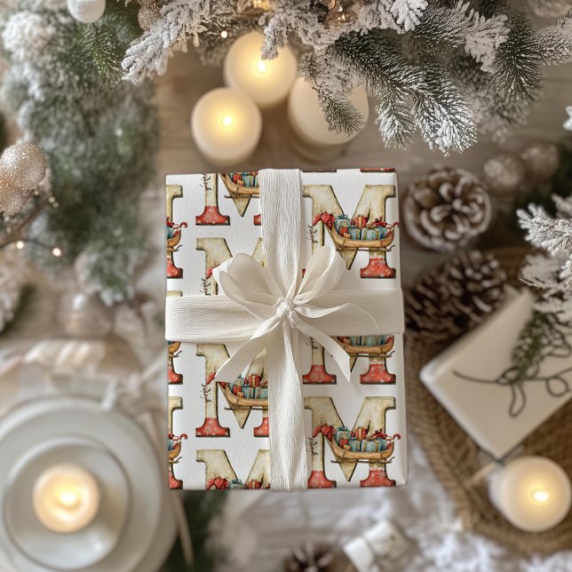 Papier Cadeau Lettre minuscule M Noël (Créateur téléchargé)