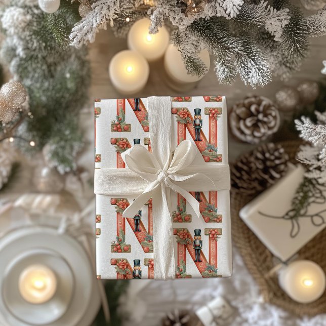 Papier Cadeau LETTRE Nutcracker N Noël (Créateur téléchargé)