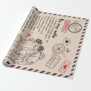 Papier Cadeau Lettre personnalisée à ma femme, cadeau d'annivers