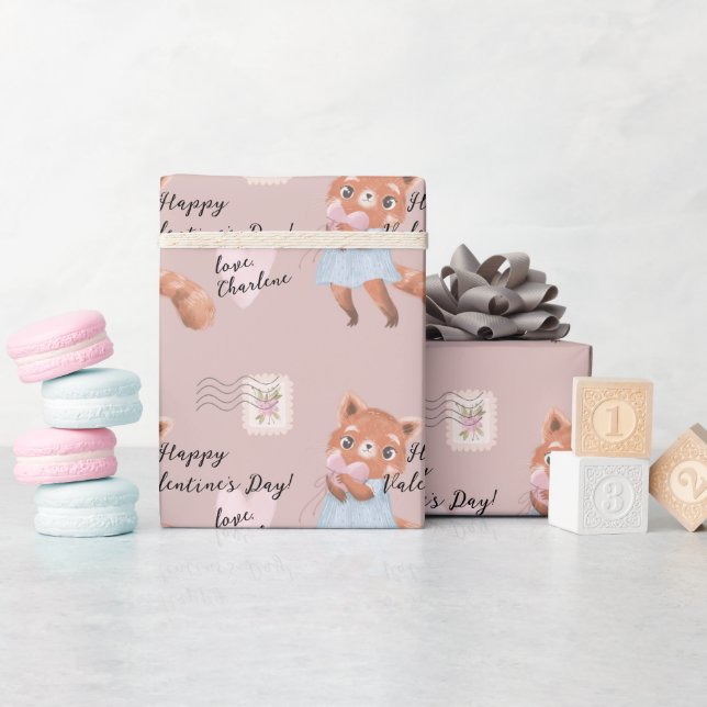 Papier Cadeau Lettre postale Panda rouge mignonne Saint-Valentin (Baby Shower)