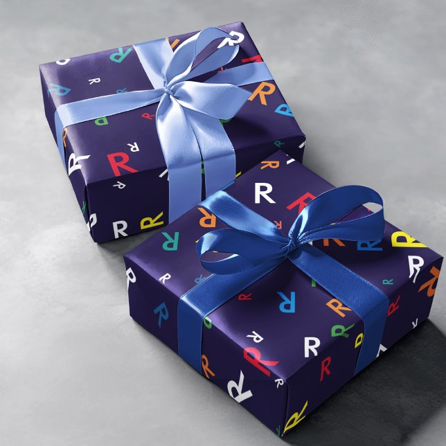 Papier Cadeau Lettre R nom personnalisé-couleur initiale (Créateur téléchargé)
