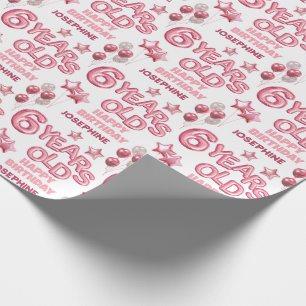 Papier Cadeau Lettre rose mignonne Ballons 6e anniversaire