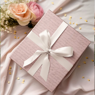Papier Cadeau Lettres Antiques Vintage Rose Pâle