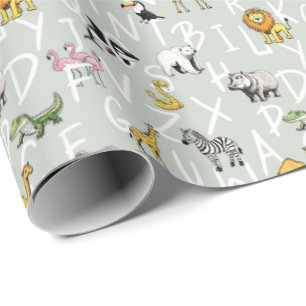 Papier Cadeau Lettres de l'alphabet abc animaux de bébé apprenti