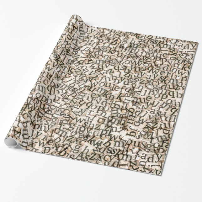 Papier Cadeau Lettres dispersées d'alphabet (Déroulé)