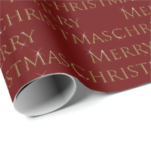 Papier Cadeau Lettres d'or arrière - plans rouges Joyeux Noël