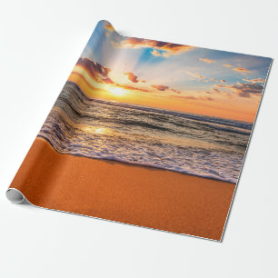 Papier Cadeau Lever de soleil coloré sur la plage de l'océan a
