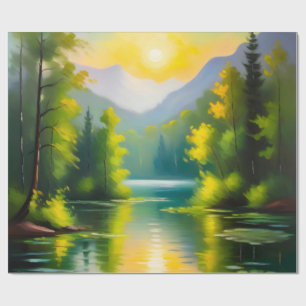 Papier Cadeau Lever de soleil sur des montagnes enneigées et un