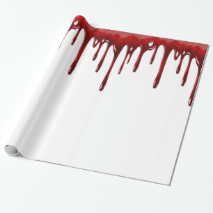 Papier Cadeau Lèvres de sang tombées blanc