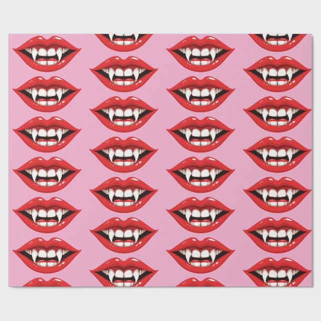 Papier Cadeau Lèvres de vampire rouges (Plat)
