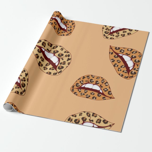Papier Cadeau lèvres Empreintes de léopard sans couture motif, l (Déroulé)