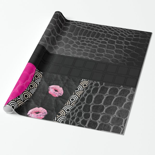 Papier Cadeau Lèvres en cuir de roses indien (Déroulé)