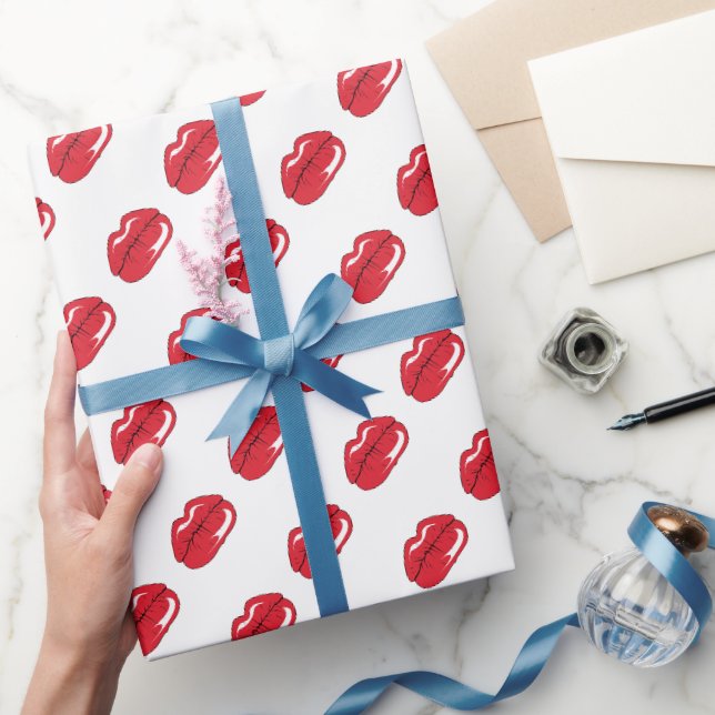 Papier Cadeau Lèvres Rouges Drôles  (Cadeaux)