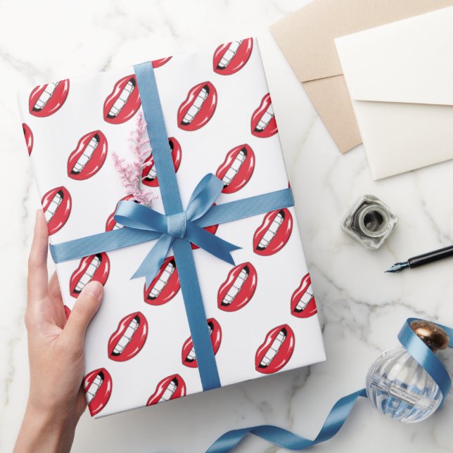 Papier Cadeau Lèvres Rouges Drôles  (Cadeaux)