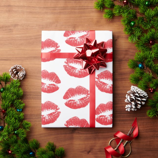 Papier Cadeau Lèvres Rouges, Motif De Lèvres, Rouge Lèvres, Bais (Cadeau de vacances)