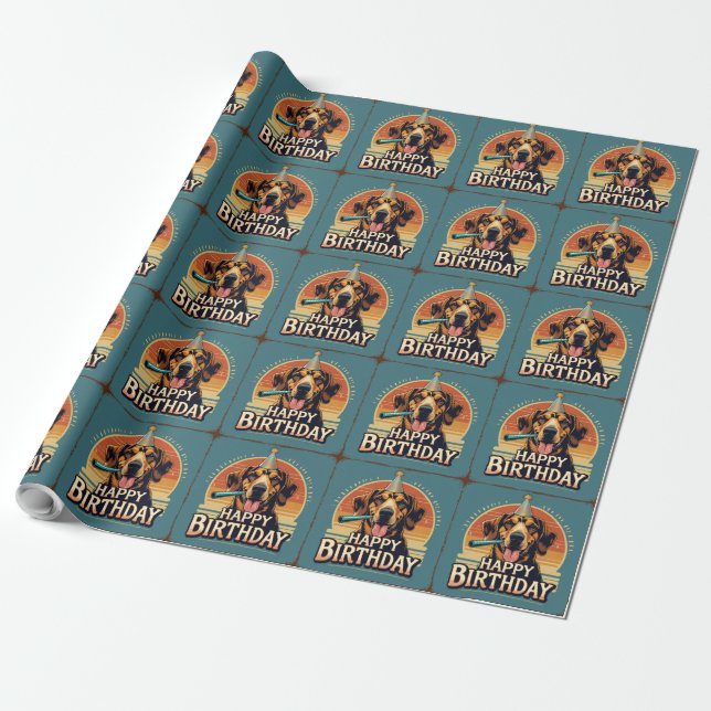 Papier Cadeau Lévrier Afghan Coloré  (Déroulé)