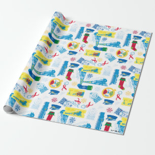 Papier Cadeau L'Express polaire   Motif d'icône de Noël