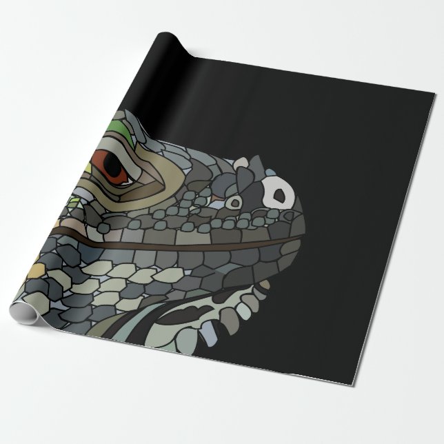 Papier Cadeau Lézard Iguane  (Déroulé)
