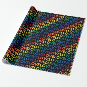 Papier Cadeau LGBT GAY PRIDE Rainbow Love On Black