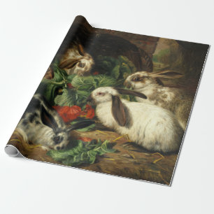 Papier Cadeau L'heureuse famille des lapins par Alfred Barber