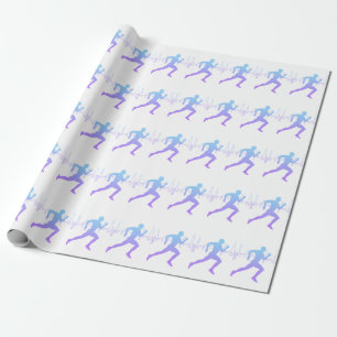 Papier Cadeau L'Homme Coure La Silhouette Gradient Et La Ligne D