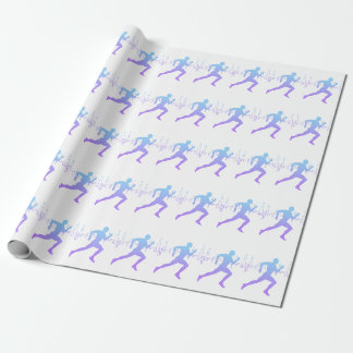 Papier Cadeau L'Homme Coure La Silhouette Gradient Et La Ligne D