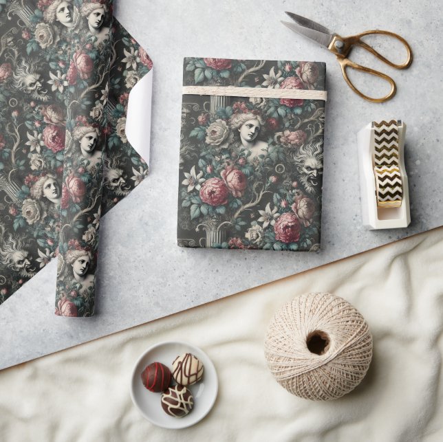Papier Cadeau L'hystérie se cache dans les fleurs - gothique vic (Artisanat)