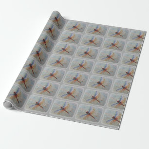 PAPIER CADEAU LIBELLULE COLORÉE
