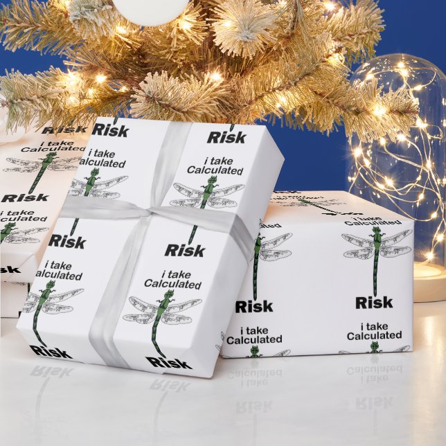Papier Cadeau Libellule Je Prends Un Risque Calculé Drôle (Vacances)