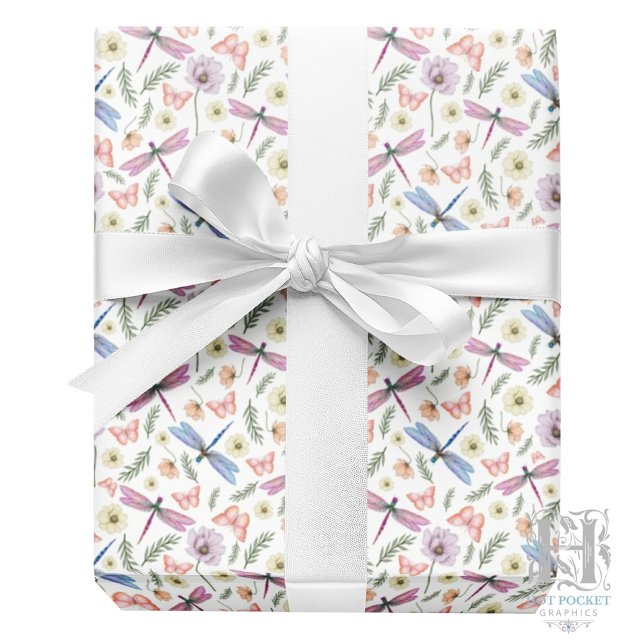 Papier Cadeau Libellules & Papillons (Créateur téléchargé)