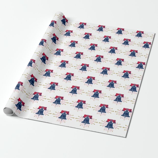 Papier Cadeau Liberty Bell Rouge et Motif bleu (Déroulé)