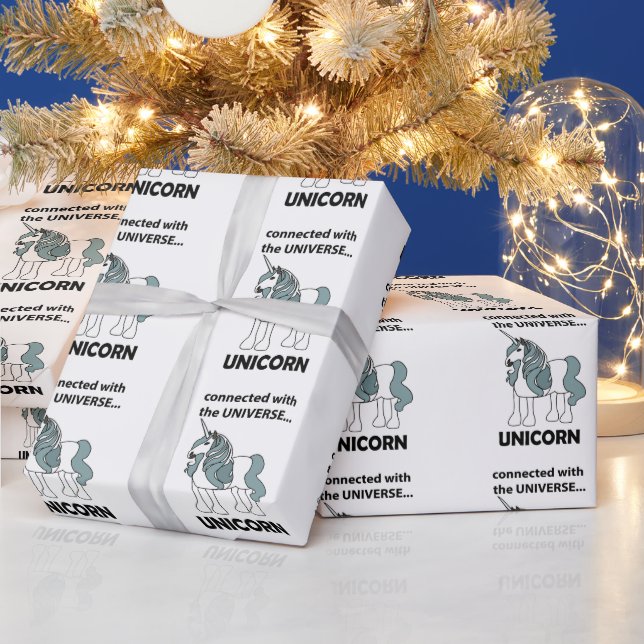 Papier Cadeau Licorne Connectée À L'Univers Licorne (Vacances)