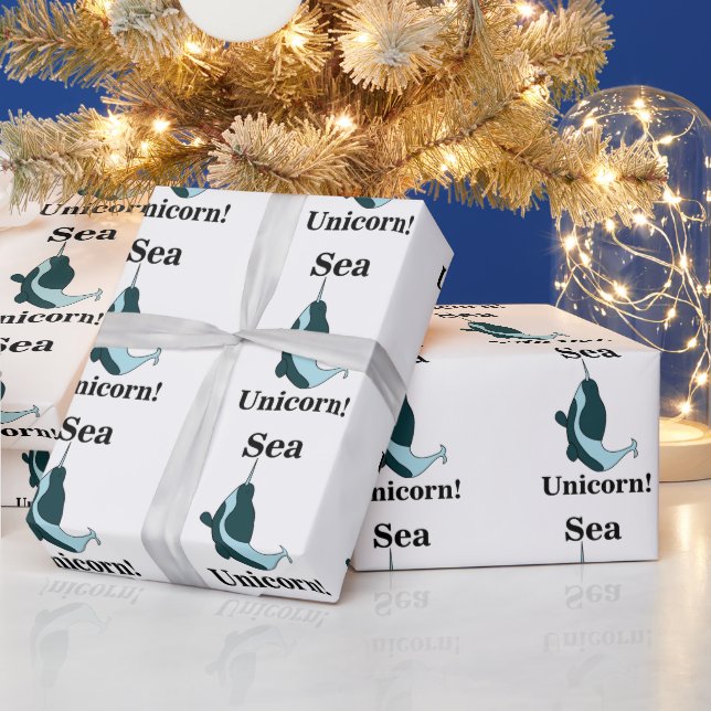 Papier Cadeau Licorne de mer narval drôle (Vacances)