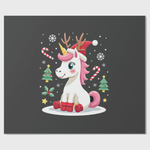 Papier Cadeau Licorne de Noël Mignon Magique Xmas Filles Tout-Pe