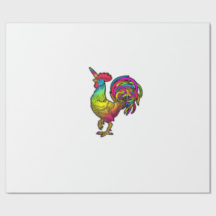 Papier Cadeau Licorne de poulet arc-en-ciel Coq Image drôle d'an