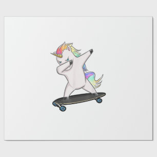 Papier Cadeau Licorne de skateboard Dabbing Femmes Hommes Enfant