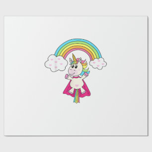 Papier Cadeau Licorne de super-héros vole au T-Shirt arc-en-ciel