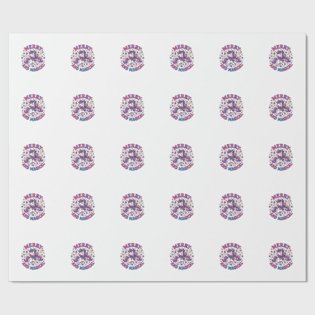 Papier Cadeau Licorne Joyeuse et Magique (Plat)