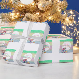 Papier Cadeau Licorne magique arc-en-ciel pailletée 