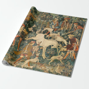 Papier Cadeau Licorne Médiévale Vintage se Défend Art