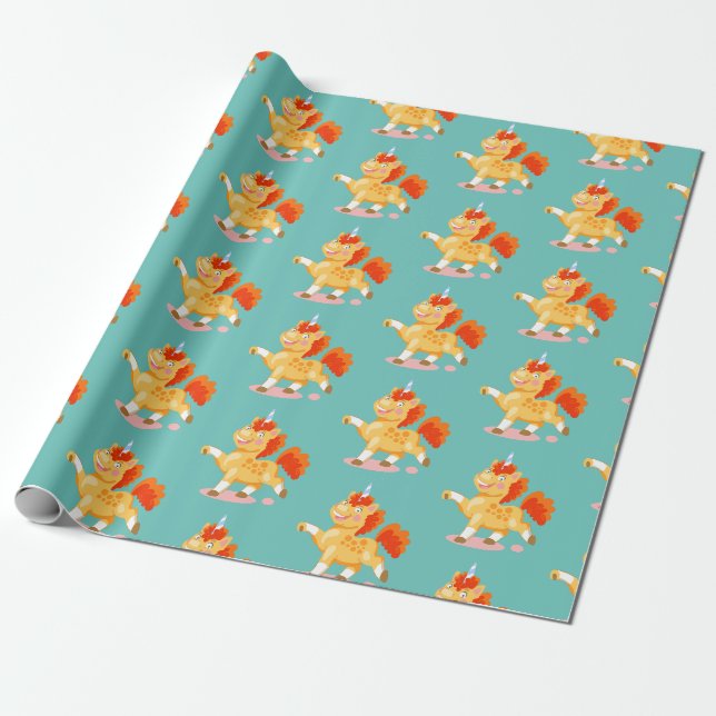 Papier Cadeau Licorne orange drôle (Déroulé)
