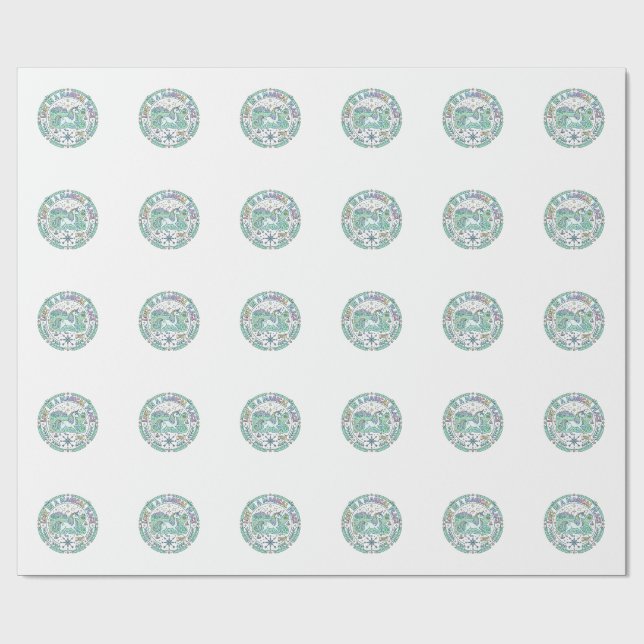 Papier Cadeau Licorne perdue dans un endroit magique Impression  (Plat)