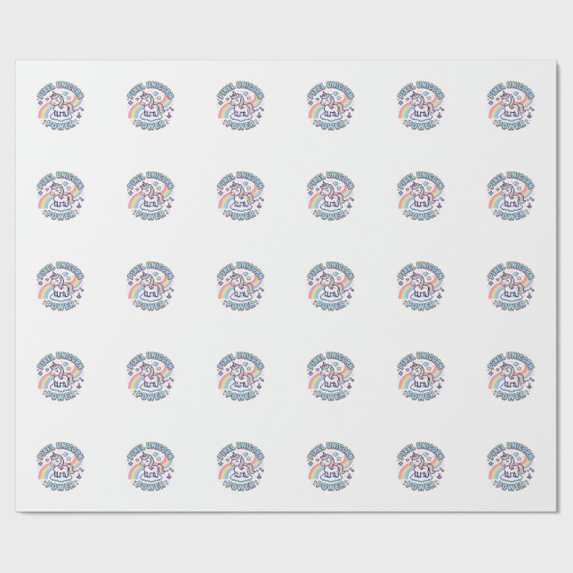 Papier Cadeau Licorne Pixel Licorne Puissance Conception Graphiq (Plat)