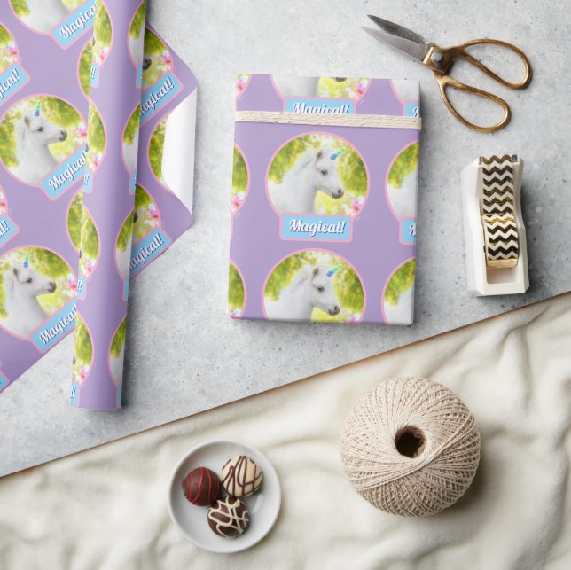Papier Cadeau Licorne Poney Blanc (Artisanat)
