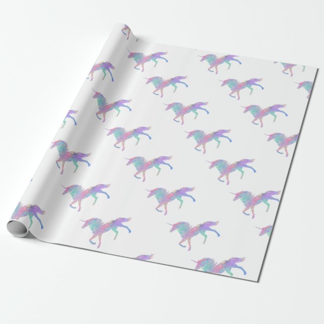 Papier Cadeau Licorne pourpre rose magique (Déroulé)