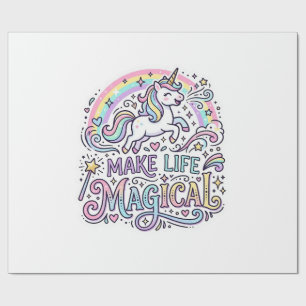 Papier Cadeau Licorne Rendre La Vie Magique Typographie Vectorie