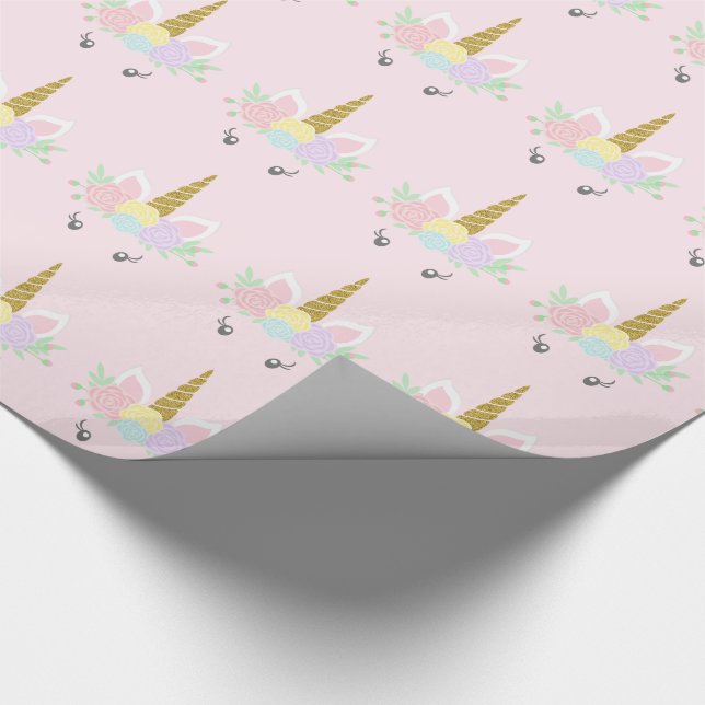 Papier cadeau Licorne Rose (Coin)