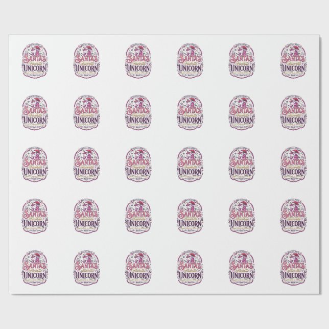 Papier Cadeau Licorne Santa's Licorne préférée (Plat)