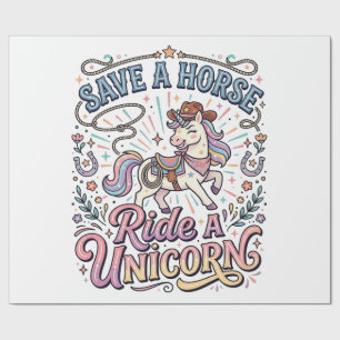 Papier Cadeau Licorne Sauve un Cheval Monte une Licorne Impressi