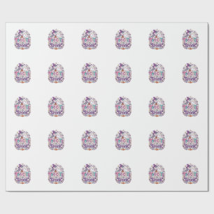 Papier Cadeau Licorne trop mignonne pour effrayer l'art coloré d